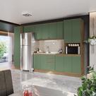 Cozinha Modulada Celeste Kappesberg Mdf Nogueira/verde 360cm