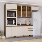 Cozinha Modulada com Vidro Reflecta 4 Peças com Tampo em MDF Connect Henn