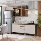 Cozinha Modulada com Vidro Reflecta 4 Peças sem Pia em MDF Connect Henn