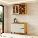 Cozinha Modulada Compacta 2 Peças 4 Portas e 3 Gavetas 100% Mdf 120cm Barbados Espresso Móveis
