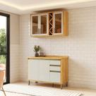 Cozinha Modulada Compacta 2 Peças 5 Portas e 3 Gavetas 100% Mdf 120cm Barbados Espresso Móveis