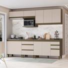 Cozinha Modulada Compacta 260cm para Apê 10 Portas 5 Gavetas com Tampo Connect Henn