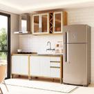Cozinha Modulada Compacta 3 Peças 7 Portas e 3 Gavetas 100% MDF 200cm Barbados Espresso Móveis Bege/Amêndoa/Off White Cozinha Modulada Compacta 3 Peças 7 Portas e 3 Gavetas 100% MDF 200cm Barbados Espresso Móveis Bege/Amêndoa/Off White