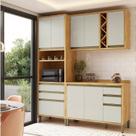 Cozinha Modulada Compacta 3 Peças 8 Portas e 5 Gavetas 100% Mdf 190cm Barbados Espresso Móveis