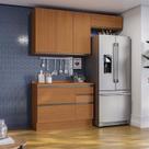 Cozinha Modulada Compacta 3 Peças com Tampo Maxxi Marrom/Canela Cozinha Modulada Compacta 3 Peças com Tampo Maxxi Marrom/Canela