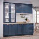 Cozinha Modulada Compacta 4 Peças com Armário Aéreo 2 Portas Vidro Arizona CabeCasa MadeiraOriginals Branco/Azul