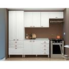 Cozinha Modulada Compacta 4 Peças com Tampo Branco Cristal Luciane Móveis