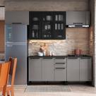 Cozinha Modulada Compacta 5 Peças com Vidro Diamante Cinza/Chumbo/Titanio