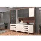 Cozinha Modulada Compacta com Tampo 5 Peças Branco Vidro Reflecta Pérola Luciane Móveis