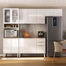 Cozinha Modulada Compacta em Aço 4 Peças 12 Portas 2 Gavetas Paneleiro Nicho Forno Renova Itatiaia