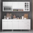 Cozinha Modulada Compacta Fidelitá Viena 4 Peças 190cm 9 Portas 3 Gavetas Com Tampo Branco