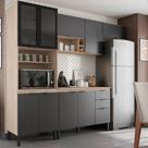 Cozinha Modulada Compacta FIRENZE - AVENA GRAFITE com 04 peças Cozinha Modulada Compacta FIRENZE - AVENA GRAFITE com 04 peças