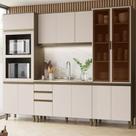 Cozinha Modulada Completa 263cm 12 Portas 3 Gavetas Connect Henn - Duna/Cristal