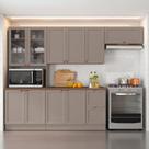 Cozinha Modulada Completa 4 Peças 10 Portas 2 Gavetas com Paneleiro Duplo Cristaleira Unna