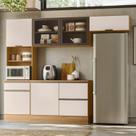Cozinha Modulada Completa 4 Peças 6 Portas 4 Gavetas com Paneleiro Duplo Etna Bege/Marrom Claro/Off White Cozinha Modulada Completa 4 Peças 6 Portas 4 Gavetas com Paneleiro Duplo Etna Bege/Marrom Claro/Off White