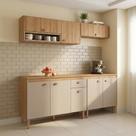 Cozinha Modulada Completa 4 Peças com 2 Armários Aéreos e Balcão com Tampo Marti Yescasa Mel/Fendi