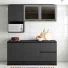 Cozinha Modulada Completa 5 Peças 5 Portas 3 Gavetas com Portas Vidro Fumê Etna