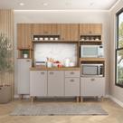 Cozinha Modulada Completa 5 Peças com Paneleiro Torre Quente e Balcão com Tampo Marti Yescasa Mel/Fendi