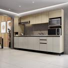 Cozinha Modulada Completa 6 Peças 14 Portas 2 Gavetas Yescasa Bege/Marrome/Nude