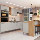 Cozinha Modulada Completa 8 Peças com Cristaleira 15 Portas 2 Gavetas com Bancada Isabelle