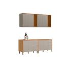 Cozinha Modulada Completa Allure 4 Peças (2Aéreos+2Balcões) CP25 Jequitiba/Gris Fosco - Linea Brasil