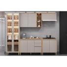 Cozinha Modulada Completa Allure 5 Peças (2Aéreos+2Balcões+1Cristaleira) CP23 Jequitiba/Gris Fosco - Linea Brasil