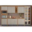 Cozinha Modulada Completa Allure 6 Peças (2Aéreos+2Balcões+1Cristaleira+1TorreQuente) CP21 Jequitiba/Gris Fosco - Linea Brasil
