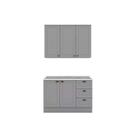 Cozinha Modulada Completa Americana 3 Peças (1Aéreo+1Balcão+1Complemento) CZ122 Cinza - Henn