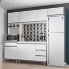 Cozinha Modulada Completa Andréia 04 Peças com Balcão Gabinete 120cm Branco - Abmaza