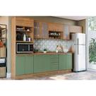 Cozinha Modulada Completa Botanic 8 Peças (3Aéreos+2Balcões+1Paneleiro+2Complementos) M663 Nogueira/Verde Oliva - Kappesberg Cozinha Modulada Completa Botanic 8 Peças (3Aéreos+2Balcões+1Paneleiro+2Complementos) M663 Nogueira/Verde Oliva - Kappesberg