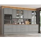 Cozinha Modulada Completa com Cristaleira 343cm 6 peças 13 Portas 7 Gavetas Americana Henn