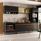 Cozinha Modulada Completa Compacta 287cm com Balcão para Cooktop Veneza Multimóveis MP2269