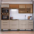 Cozinha Modulada Completa Fidelitá Barcelona 5 Peças 270cm 10 Portas 4 Gavetas Sem Tampo Freijó/Camurça