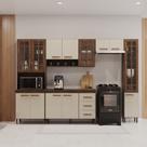 Cozinha Modulada Completa Fidelitá Lisboa 5 Peças 295cm 12 Portas 3 Gavetas Com Tampo Noce/Off-White Cozinha Modulada Completa Fidelitá Lisboa 5 Peças 295cm 12 Portas 3 Gavetas Com Tampo Noce/Off-White