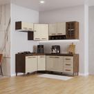 Cozinha Modulada Completa Fidelitá Lisboa 6 Peças 340cm 12 Portas 3 Gavetas Com Tampo Noce/Off-White
