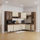 Cozinha Modulada Completa Fidelitá Lisboa 8 Peças 445cm 18 Portas 3 Gavetas Com Tampo Noce/Off-White Cozinha Modulada Completa Fidelitá Lisboa 8 Peças 445cm 18 Portas 3 Gavetas Com Tampo Noce/Off-White