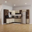Cozinha Modulada Completa Fidelitá Lisboa 9 Peças 515cm 20 Portas 3 Gavetas Com Tampo Noce/Off-White
