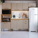 Cozinha Modulada Completa Fidelitá Mariana 4 Peças 245 Cm 12 Portas 1 Gaveta Sem Tampo Freijó/Camurça
