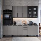 Cozinha Modulada Completa Fidelitá Mônaco 5 Peças 270cm 13 Portas 2 Gavetas Sem Tampo Chumbo/Titânio
