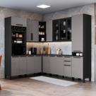 Cozinha Modulada Completa Fidelitá Mônaco 8 Peças 449cm 17 Portas 2 Gavetas Com Tampo Chumbo/Titânio Cozinha Modulada Completa Fidelitá Mônaco 8 Peças 449cm 17 Portas 2 Gavetas Com Tampo Chumbo/Titânio