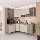 Cozinha Modulada Completa Fidelitá Paris 5 Peças 340cm 12 Portas 3 Gavetas Com Tampo Nogal/Salinas