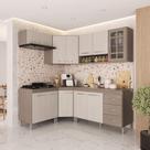 Cozinha Modulada Completa Fidelitá Paris 6 Peças 340cm 12 Portas 3 Gavetas Com Tampo Nogal/Salinas