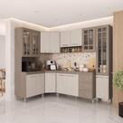 Cozinha Modulada Completa Fidelitá Paris 6 Peças 375cm 14 Portas 3 Gavetas Com Tampo Nogal/Salinas