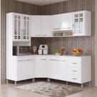 Cozinha Modulada Completa Fidelitá Viena 5 Peças 340cm 12 Portas 3 Gavetas Com Tampo Branco