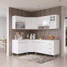 Cozinha Modulada Completa Fidelitá Viena 6 Peças 340cm 12 Portas 3 Gavetas Com Tampo Branco
