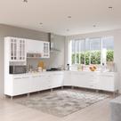 Cozinha Modulada Completa Fidelitá Viena 7 Peças 600cm 16 Portas 6 Gavetas Com Tampo Branco