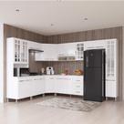Cozinha Modulada Completa Fidelitá Viena 9 Peças 515cm 20 Portas 3 Gavetas Com Tampo Branco