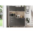 Cozinha Modulada Completa Harmonia c/ 6 Portas e 2 Gavetas 132x183 Avena/Grafito - Demóbile Cozinha Modulada Completa Harmonia c/ 6 Portas e 2 Gavetas 132x183 Avena/Grafito - Demóbile