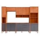 Cozinha Modulada Completa MDF Cinza Divina Cinamomo/Titanium