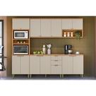 Cozinha Modulada Completa Selene 5 Peças (2Aéreos+2Balcões+1Paneleiro) CP03 Jequitiba/Off White Fosco - Linea Brasil